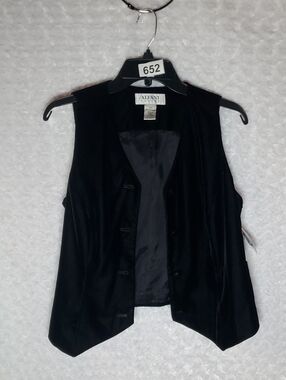 Alfani Black Velvet Open-Front Vest 12P